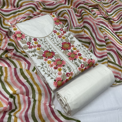 dastoori Pure Cotton Embroidered Salwar Suit Material