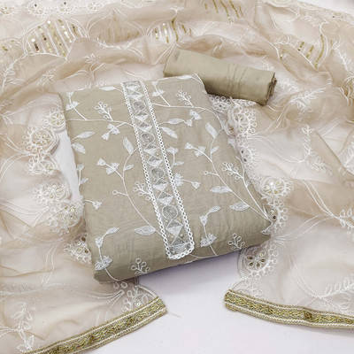 Tasrika Silk Blend Embroidered Salwar Suit Material