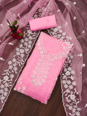 NEGRONISTAR Organza Embroidered Salwar Suit Material