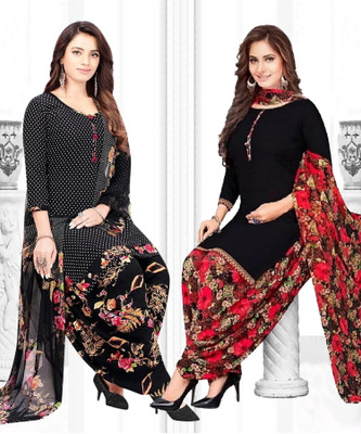Priyashi Crepe Solid, Printed Salwar Suit Material