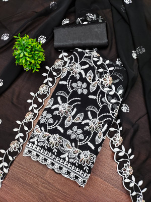 ShopGlobal Georgette Embroidered Salwar Suit Material