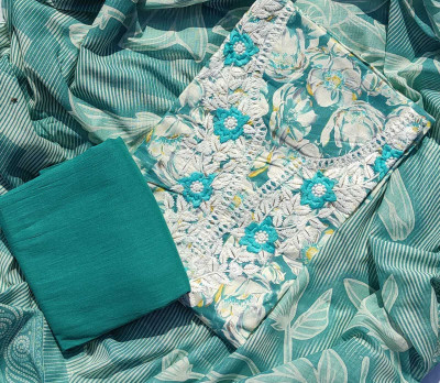 FAB JUNCTION Pure Cotton Printed, Self Design Salwar Suit Material
