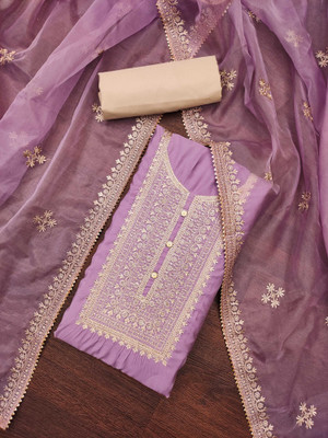 Divastri Silk Blend Embroidered Salwar Suit Material