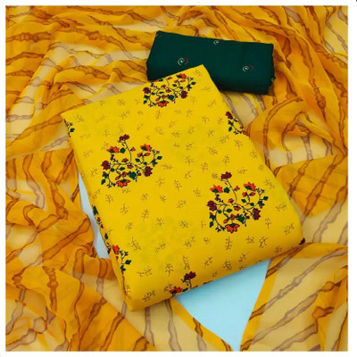 YASHIKA Crepe Solid, Floral Print, Printed, Geometric Print Salwar Suit Material