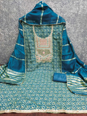NIDHI'S FASHION Silk Blend Embroidered Salwar Suit Material