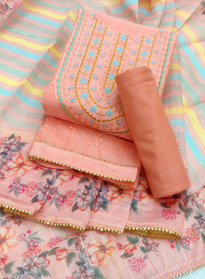 Tavas Chanderi Embroidered Salwar Suit Material