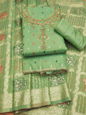 AALSHOP Pure Cotton Embroidered Salwar Suit Material
