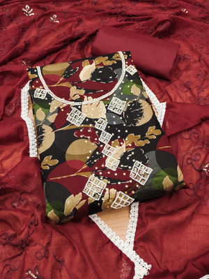 manvaa Cotton Blend Embellished Salwar Suit Material