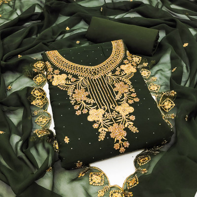 manvaa Georgette Embroidered Salwar Suit Material