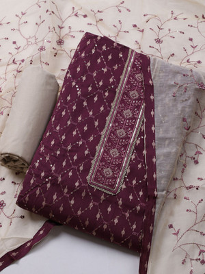 Meena Bazaar Cotton Blend Embroidered Salwar Suit Material