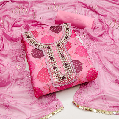 Blissta Organza Embellished Salwar Suit Material
