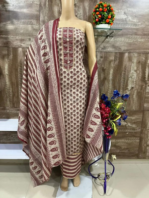 PUNRASAR TEXTILE Cotton Blend Floral Print Salwar Suit Material