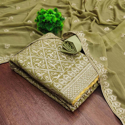 Peachmode Silk Blend Embroidered Salwar Suit Material