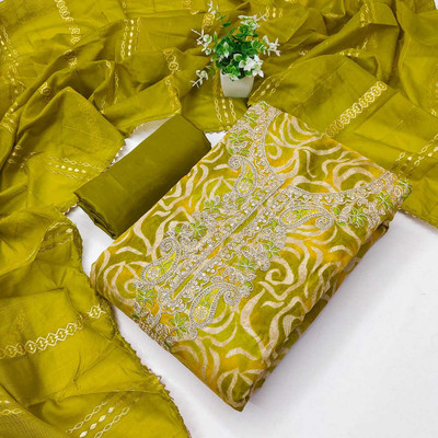 AP FAB Chanderi Embroidered Salwar Suit Material