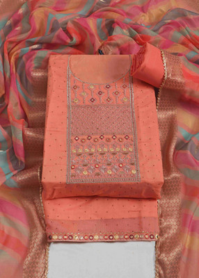Tavas Chanderi Embroidered Salwar Suit Material