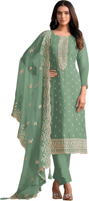 IYALAFAB Organza Embroidered Salwar Suit Material