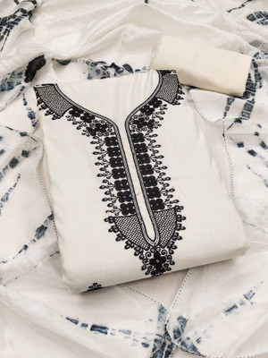 loom&lore Silk Blend Embroidered Salwar Suit Material