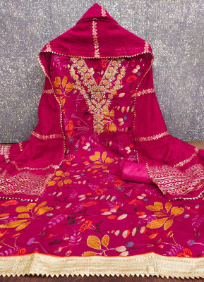 TNT Chanderi Embroidered Salwar Suit Material