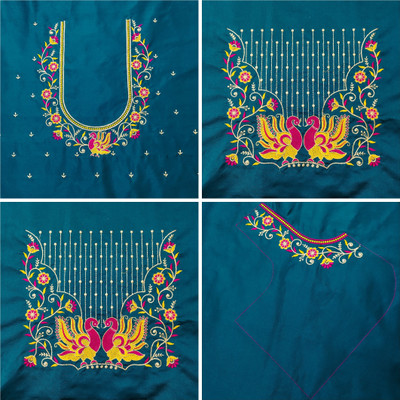 RAJVILASH Pure Silk Embroidered Blouse Material