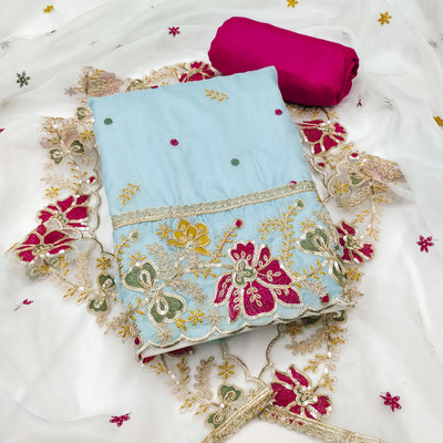 NEGRONI Organza Solid Salwar Suit Material