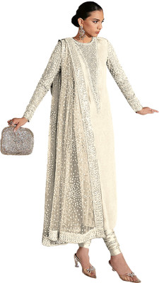 SHAFNUFAB Georgette Embroidered Salwar Suit Material