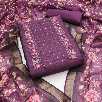 Peachmode Silk Blend Embroidered Salwar Suit Material