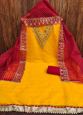 ALSHOP Chanderi Embroidered Salwar Suit Material