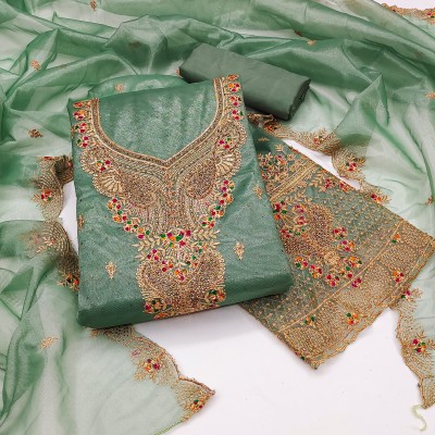 OMCREATIONNN Net/Lace Embroidered Salwar Suit Material