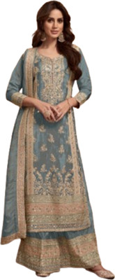 AVITAATEX Georgette Embroidered Salwar Suit Material