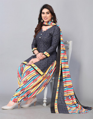 Samah Cotton Blend Floral Print, Printed, Geometric Print Salwar Suit Material