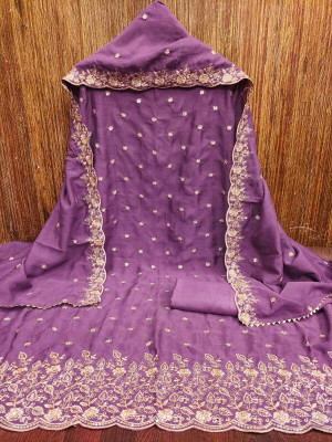NF FAB Silk Blend Embroidered Salwar Suit Material