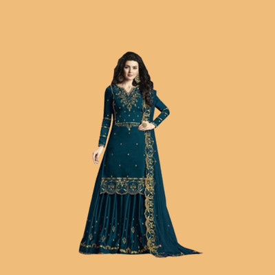 DHRISHUTEXTILE Net/Lace Embroidered Gown/Anarkali Kurta & Bottom Material