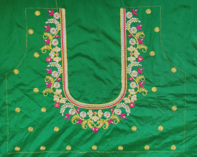 aai k Silk Blend Embroidered Blouse Material