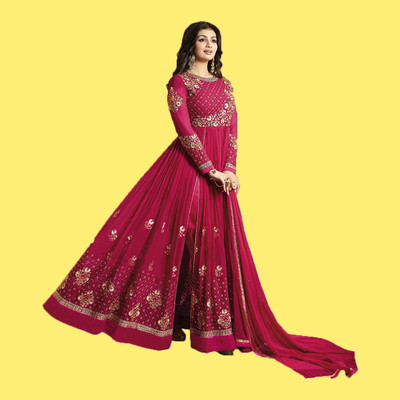 KAPANKU Net/Lace Embroidered Gown/Anarkali Kurta & Bottom Material