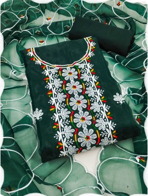 OM international Organza Embroidered Salwar Suit Material