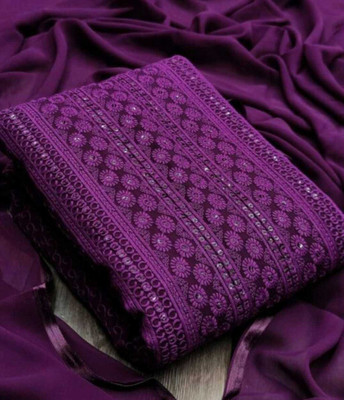 PANZORA Georgette Embroidered Salwar Suit Material