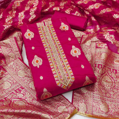 Jaipur Kurti Organza Floral Print Salwar Suit Material
