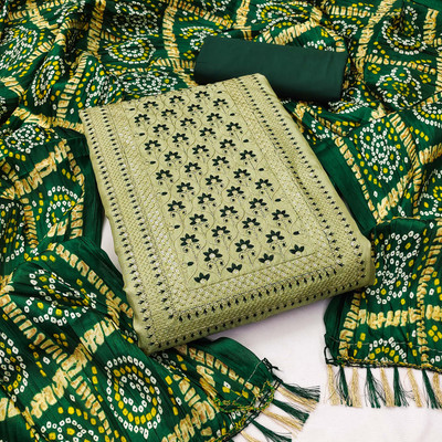 Blissta Silk Blend Embroidered Salwar Suit Material