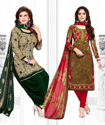 ANJAVI FASHION Crepe Printed Salwar Suit Material