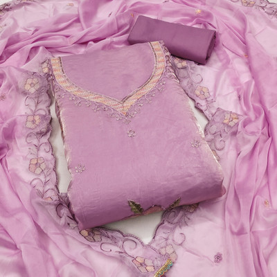 ShopGlobal Chiffon Embroidered Salwar Suit Material
