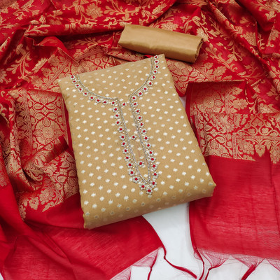 manvaa Jacquard Embellished Salwar Suit Material