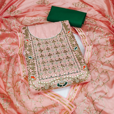 manvaa Cotton Silk Embroidered Salwar Suit Material