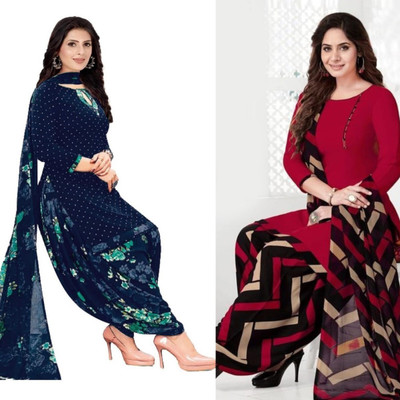 ANIRAV Crepe Floral Print Kurta & Patiyala Material