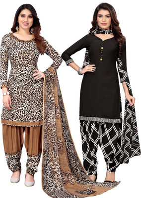 HouseOfCommon Crepe Printed Kurta & Churidar Material