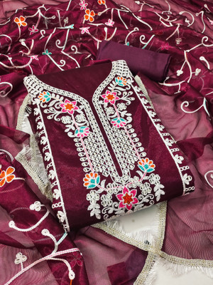 Nayanthara Trends Net/Lace Embroidered Salwar Suit Material