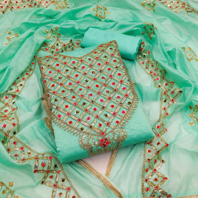 HE VAHLA Chanderi Embroidered Salwar Suit Material
