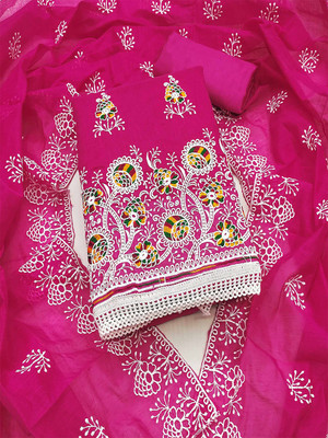 Peachmode Chanderi Embroidered Salwar Suit Material