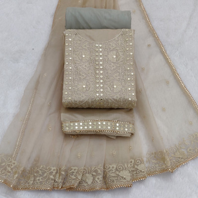 Tavas Cotton Blend Embroidered Salwar Suit Material