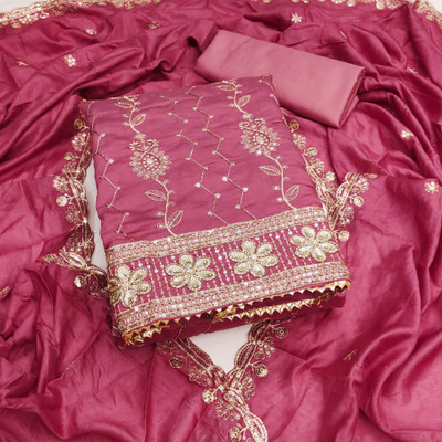Divastri Silk Blend Embroidered Salwar Suit Material