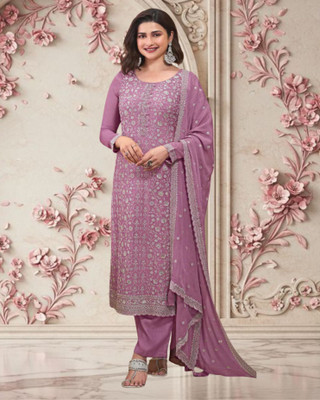 Dealbazaars Corporation Silk Blend Embroidered, Embellished, Self Design Salwar Suit Material